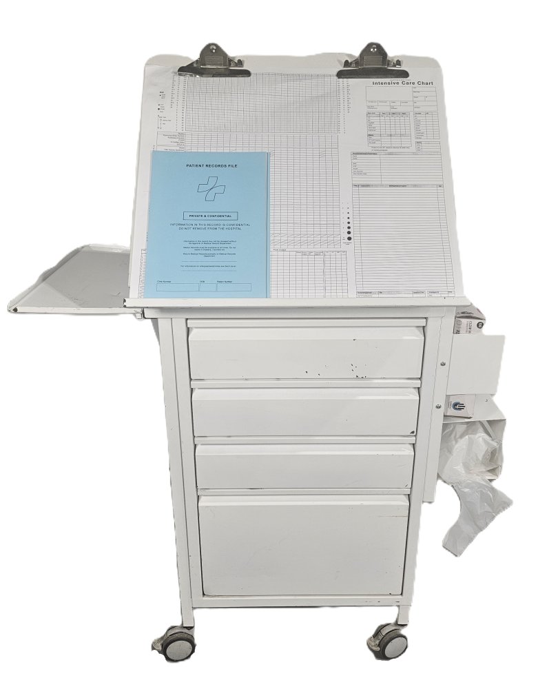 ICU Chart Table With Glove & Apron Dispenser | FILM MEDICAL