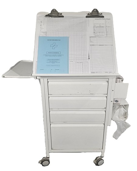 ICU Chart Table With Glove & Apron Dispenser 