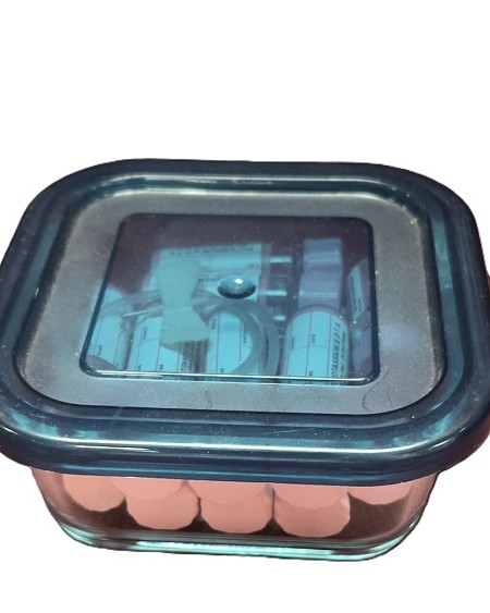 Small Glass Containers Blue Lid (Dressed)