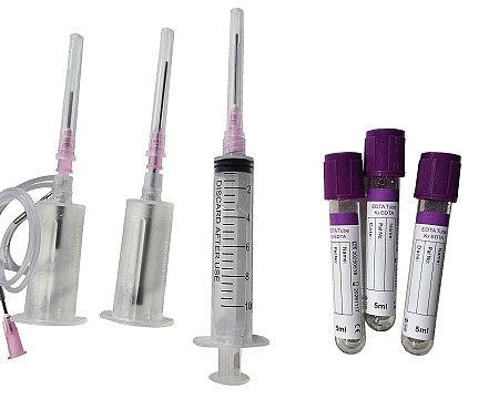 Blood Letting Set, With Retractable Needle & Showing Liquid In The Tube