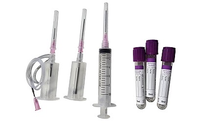 Blood Letting Set, With Retractable Needle & Showing Liquid In The Tube