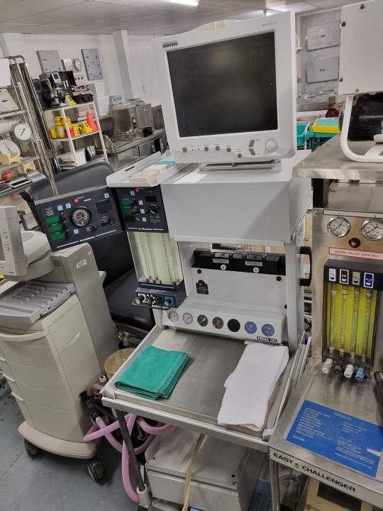 Anaesthetic machine with monitor