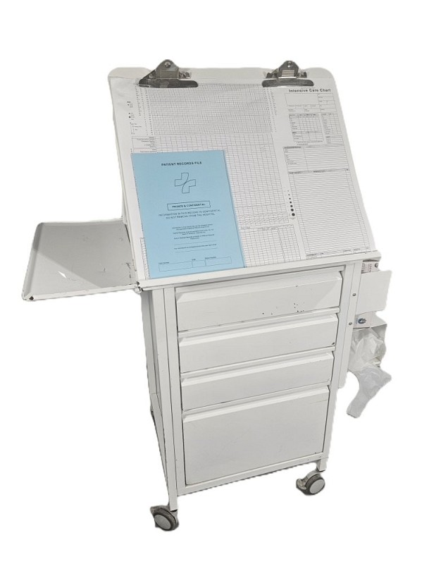 ICU Chart Table With Glove & Apron Dispenser 