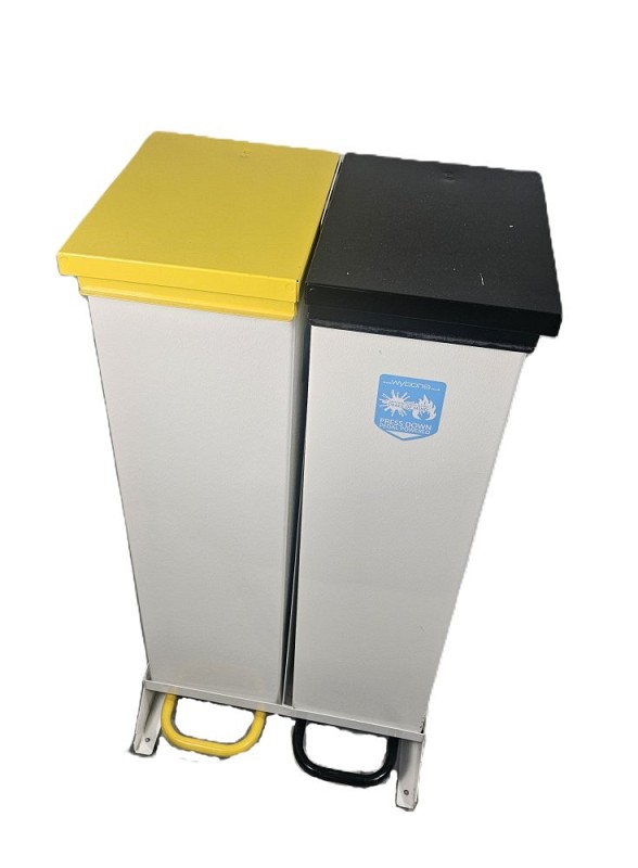 Double Yellow & Black Hospital Bin