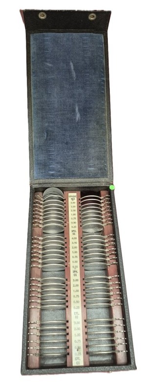 Black leather Box of Lenses