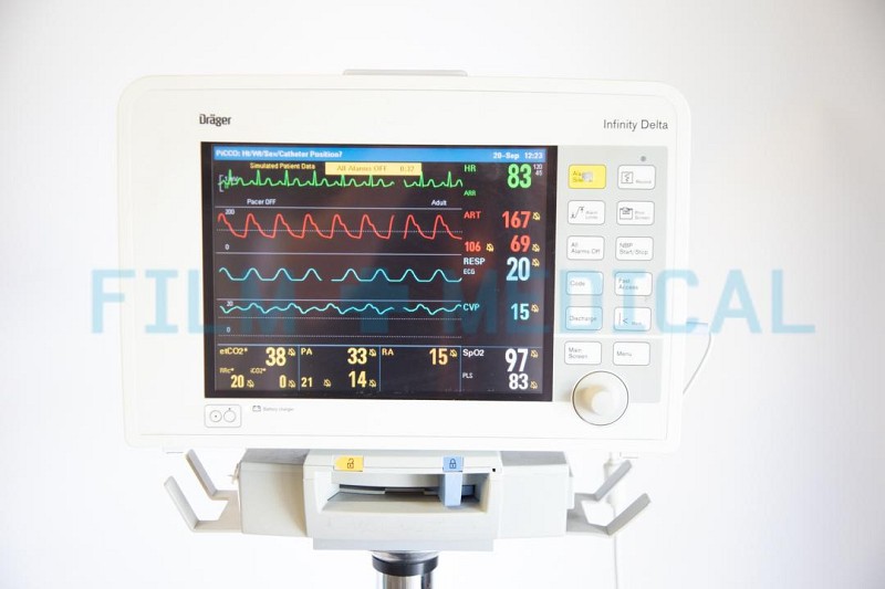 Heart Monitor on Stand with bp cuff, x2 ECG Leads + electrodes