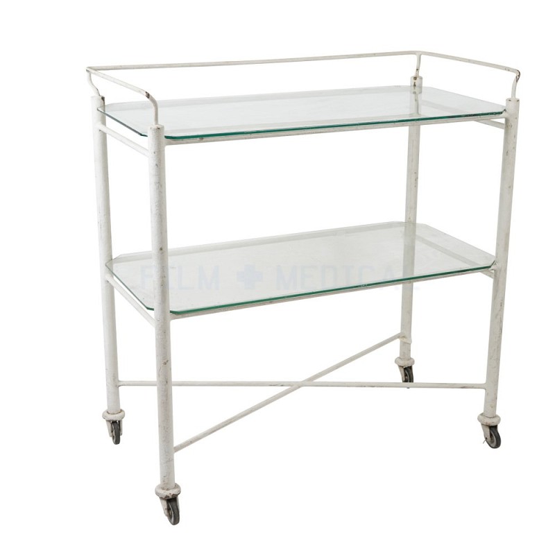 Large Period Cream Trolley 2 Glass shelves 