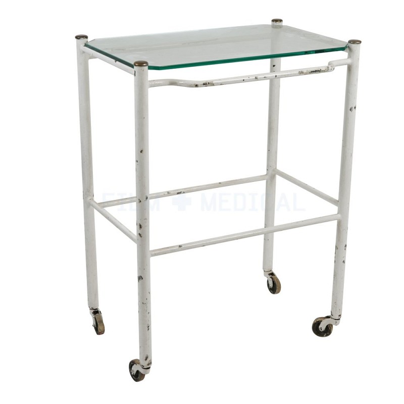 Period Cream Rectangular Trolley 1 Glass Shelf 