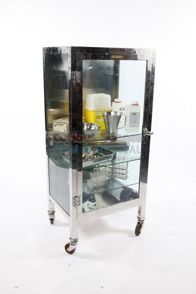 Chrome mortuary cabinet dressed 