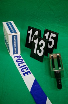 Police Tape and Scene of Crime Markers